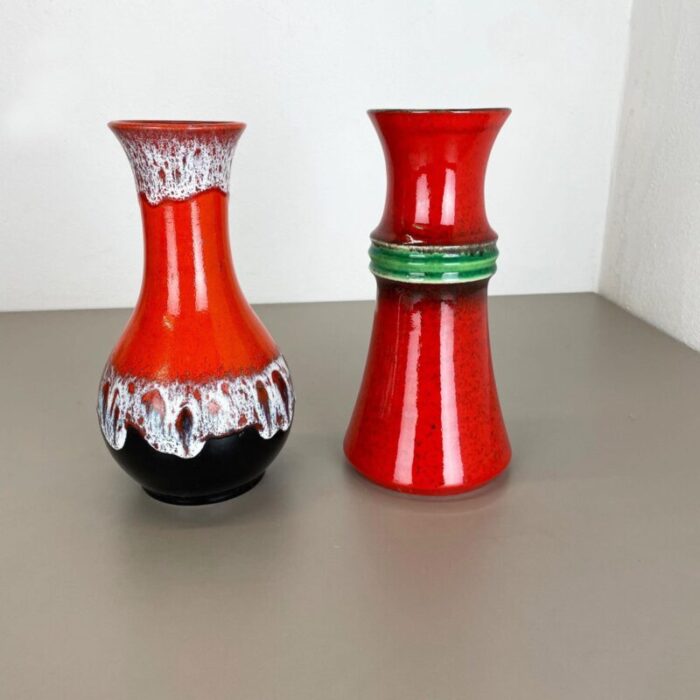 fat lava op art pottery vase from jasba ceramics germany set of 2 2