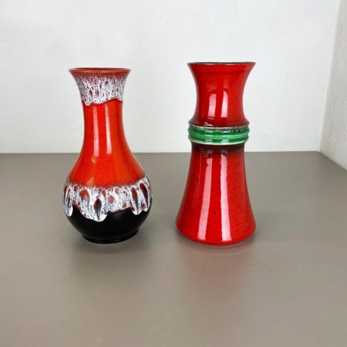 fat lava op art pottery vase from jasba ceramics germany set of 2 3