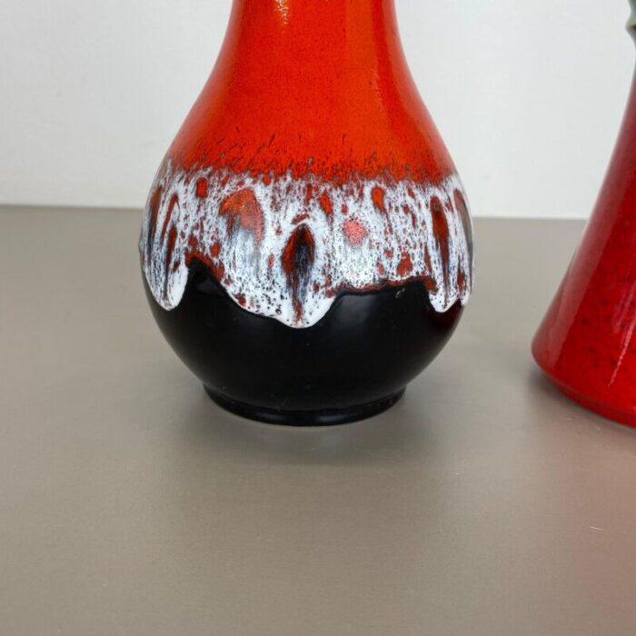 fat lava op art pottery vase from jasba ceramics germany set of 2 4