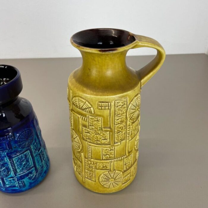 fat lava op art pottery vases by bay ceramics germany 1970s set of 2 11