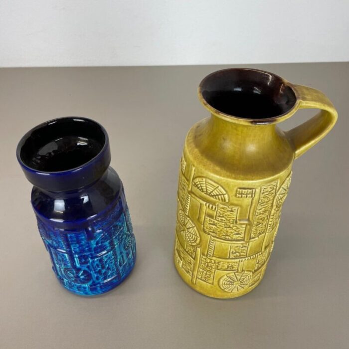 fat lava op art pottery vases by bay ceramics germany 1970s set of 2 4