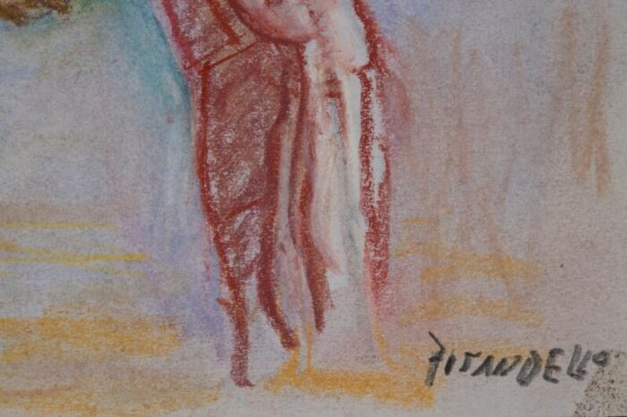 fausto pirandello compositions 1960s pastel drawings set of 2 0761