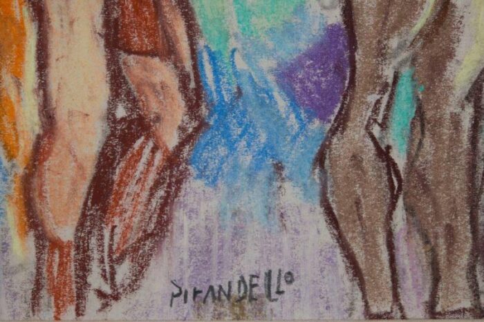 fausto pirandello compositions 1960s pastel drawings set of 2 5608