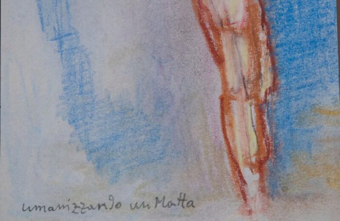 fausto pirandello compositions 1960s pastel drawings set of 2 9238