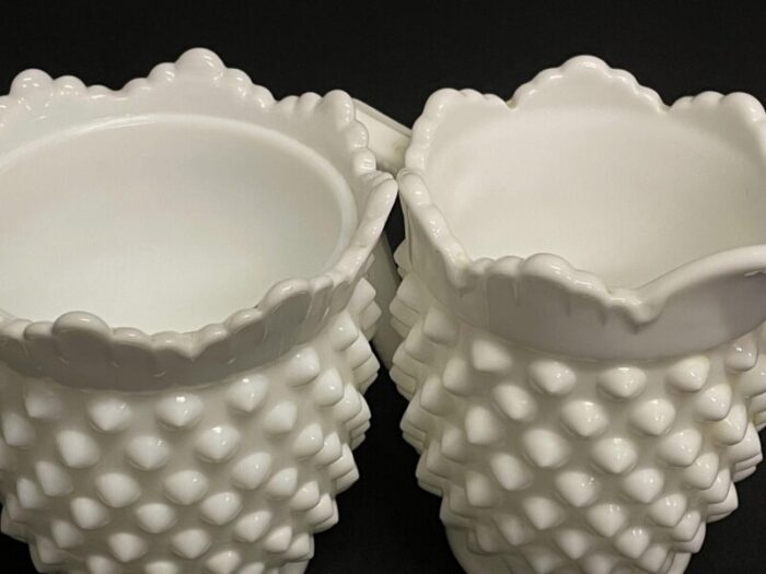 fenton milk glass hobnail cream and sugar set 1310