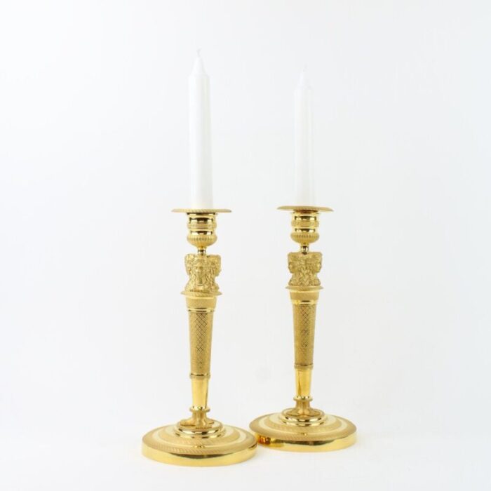 figurative empire candleholders 1820s set of 2 3