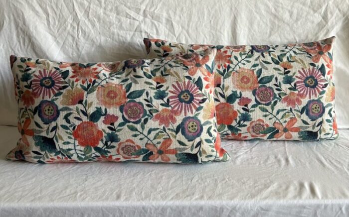 floral lumbar decorative pillow covers and inserts a pair 0082