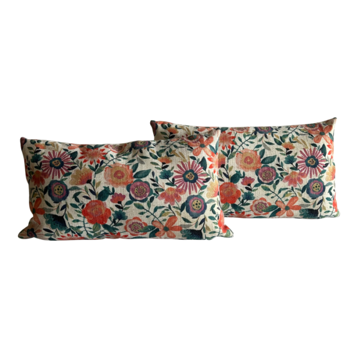 floral lumbar decorative pillow covers and inserts a pair 8933