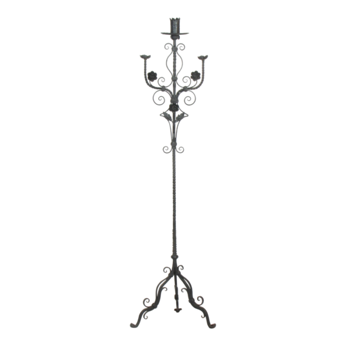 french 19th century wrought iron candle holder 6276