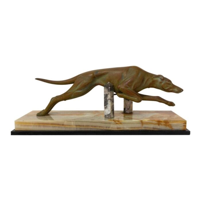 french art deco marble spelter greyhound 1930s 1