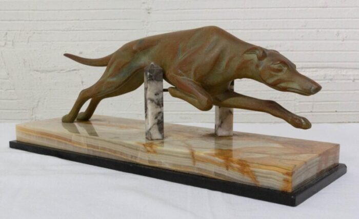 french art deco marble spelter greyhound 1930s 9