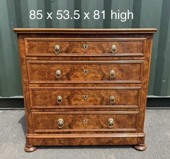 french burr walnut chest of drawers 1870s 6271