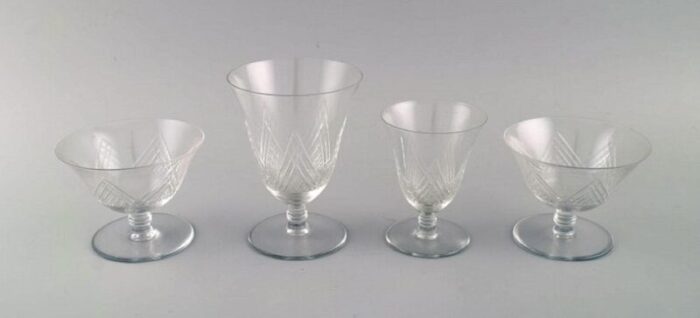 french clear mouth blown crystal glasses 1930s set of 4 2