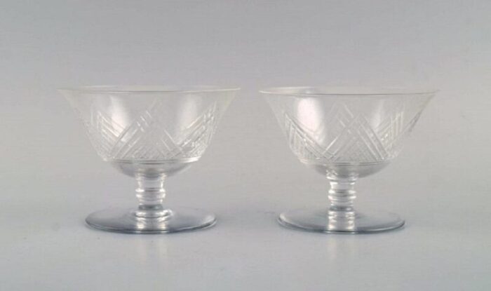 french clear mouth blown crystal glasses 1930s set of 4 3