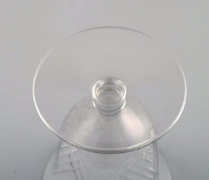 french clear mouth blown crystal glasses 1930s set of 4 6