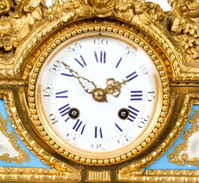 french gilt bronze clock with portrait plaque of moliere 19th century 6