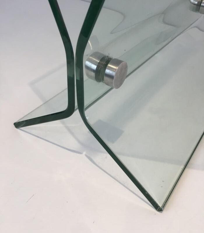 french glass brushed steel magazine rack in the style of francois arnal 1970s 7