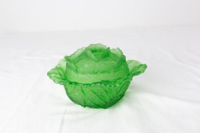 french portieux style green glass glove box or centerpiece 1900s 3