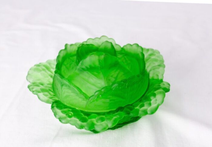 french portieux style green glass glove box or centerpiece 1900s 5