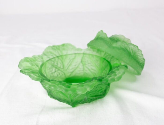 french portieux style green glass glove box or centerpiece 1900s 6