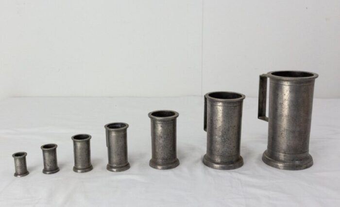 french trade equipment measuring tins 19th century set of 7 2