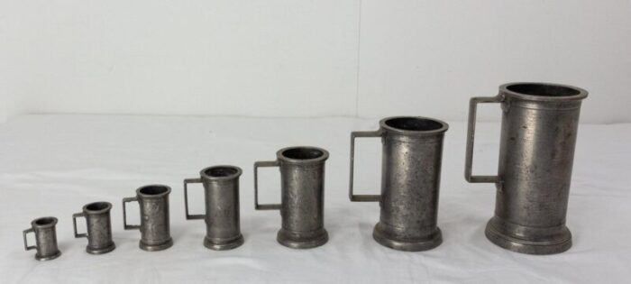 french trade equipment measuring tins 19th century set of 7 3