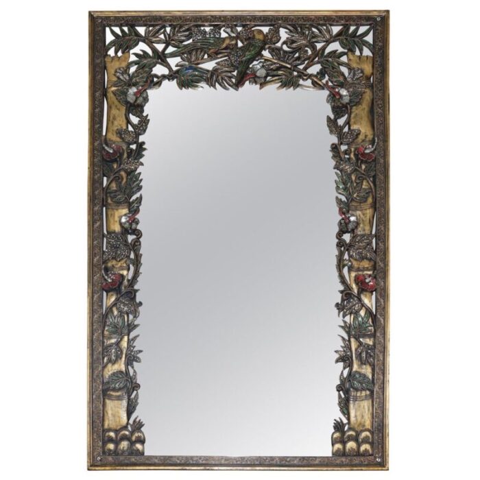 full length birds of paradise mirror with floral details 1