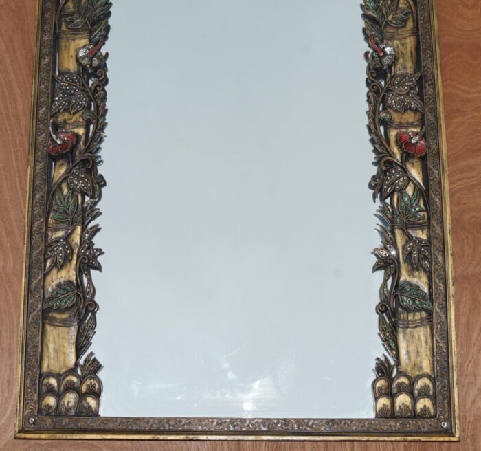 full length birds of paradise mirror with floral details 2