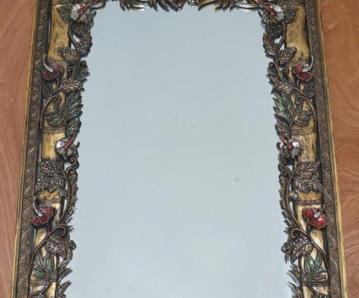 full length birds of paradise mirror with floral details 3