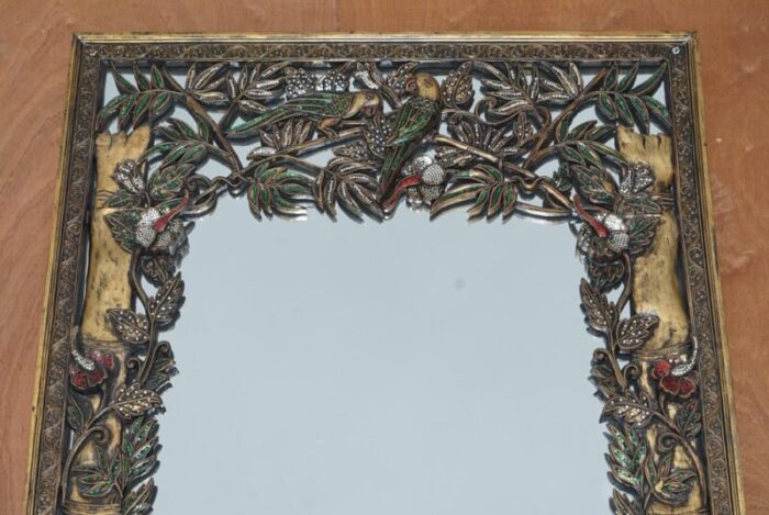 full length birds of paradise mirror with floral details 4