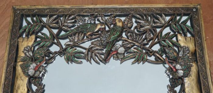 full length birds of paradise mirror with floral details 5