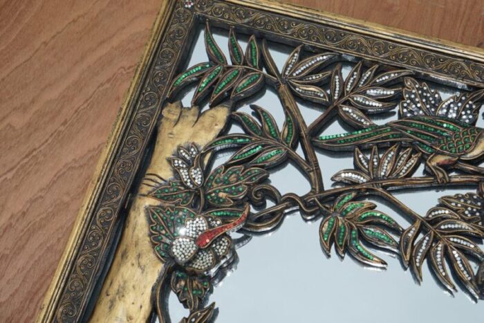 full length birds of paradise mirror with floral details 7