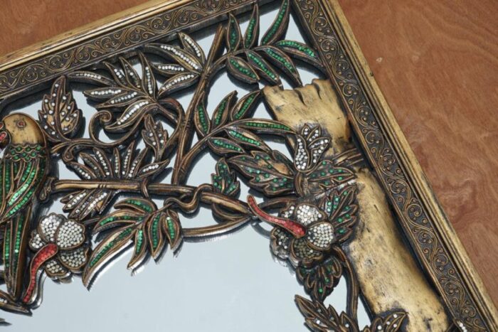 full length birds of paradise mirror with floral details 8