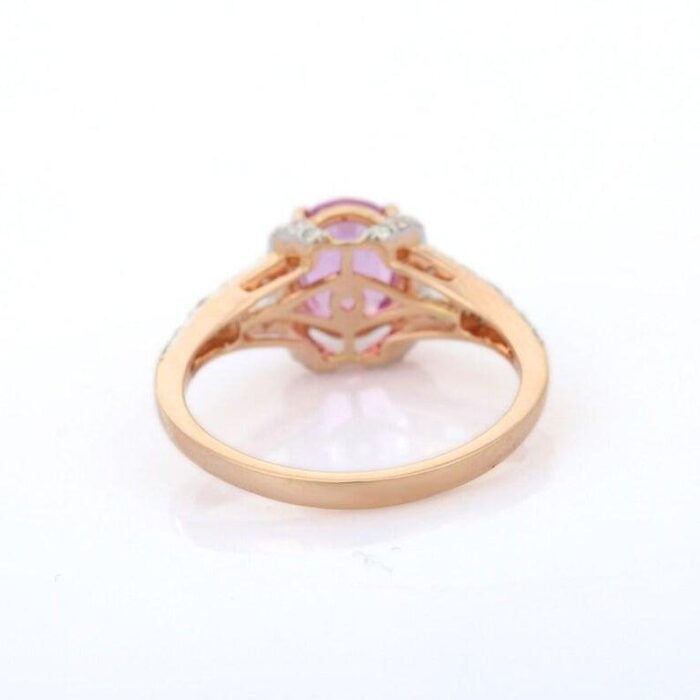 genuine pink sapphire and diamond ring in 18k rose gold size 7 0035