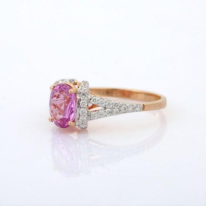 genuine pink sapphire and diamond ring in 18k rose gold size 7 5241