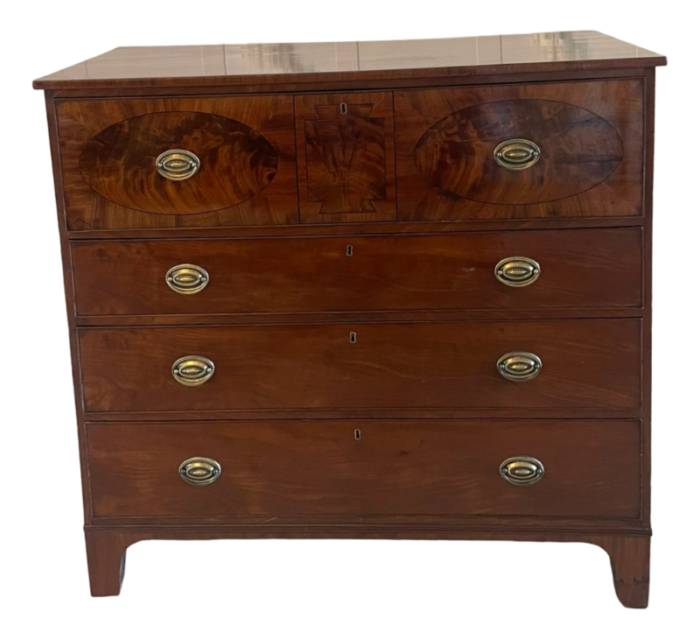 george iii mahogany inlaid secretary chest of drawers 1860s 4432