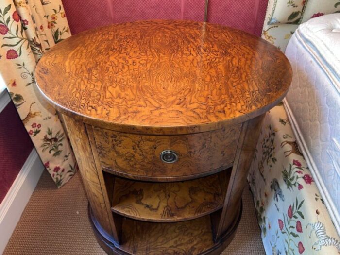 george iii style burl walnut oval single drawer accent side table 2696