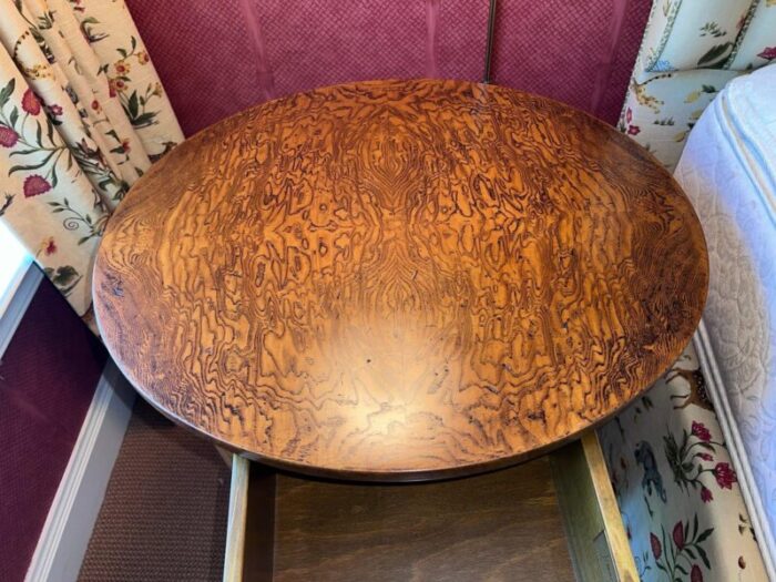 george iii style burl walnut oval single drawer accent side table 9275