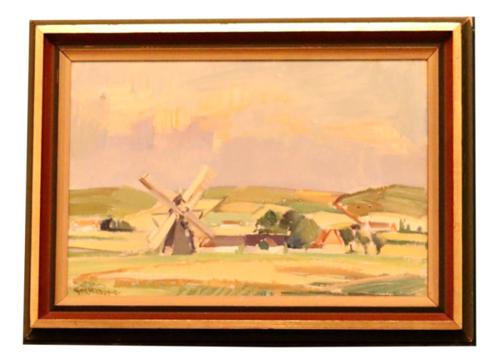 gerhard wihlborg landscape with windmill 1941 oil on cardboard framed 6276