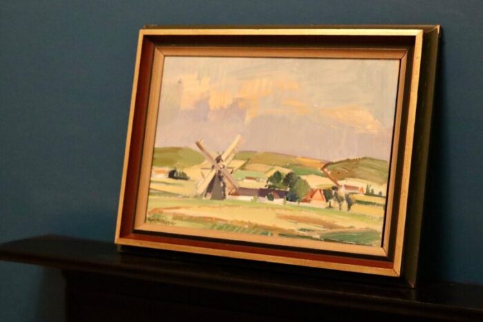 gerhard wihlborg landscape with windmill 1941 oil on cardboard framed 8339