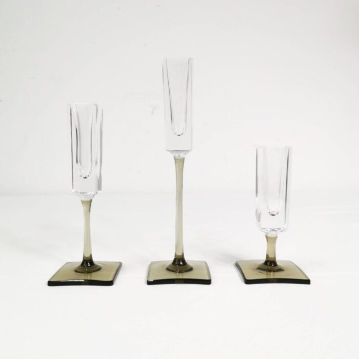 german crystal candlestick by g jensen for rosenthal 1970s set of 3 1