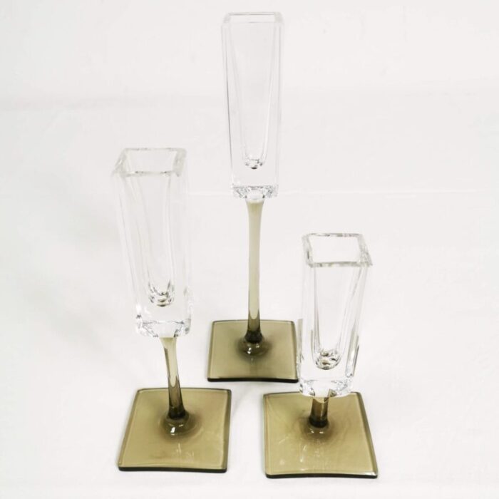 german crystal candlestick by g jensen for rosenthal 1970s set of 3 4