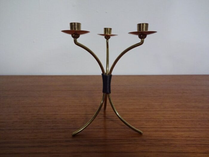 german filigree brass and copper candleholders 1960s set of 3 13