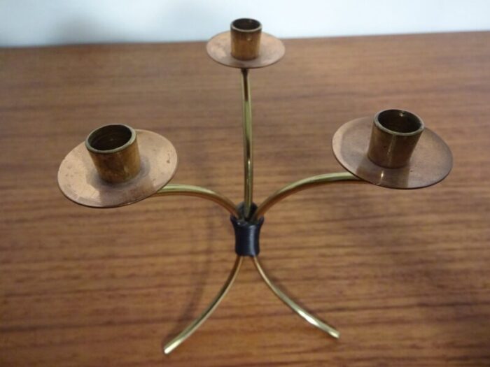 german filigree brass and copper candleholders 1960s set of 3 2