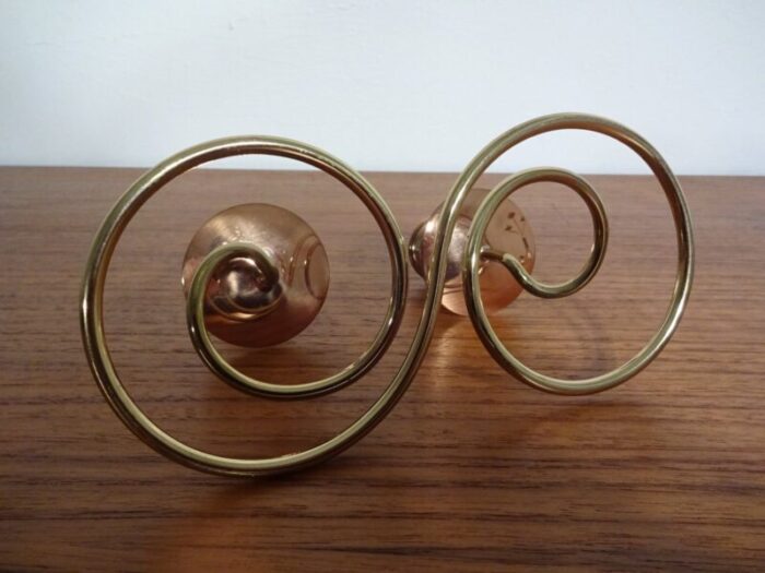 german filigree brass and copper candleholders 1960s set of 3 8