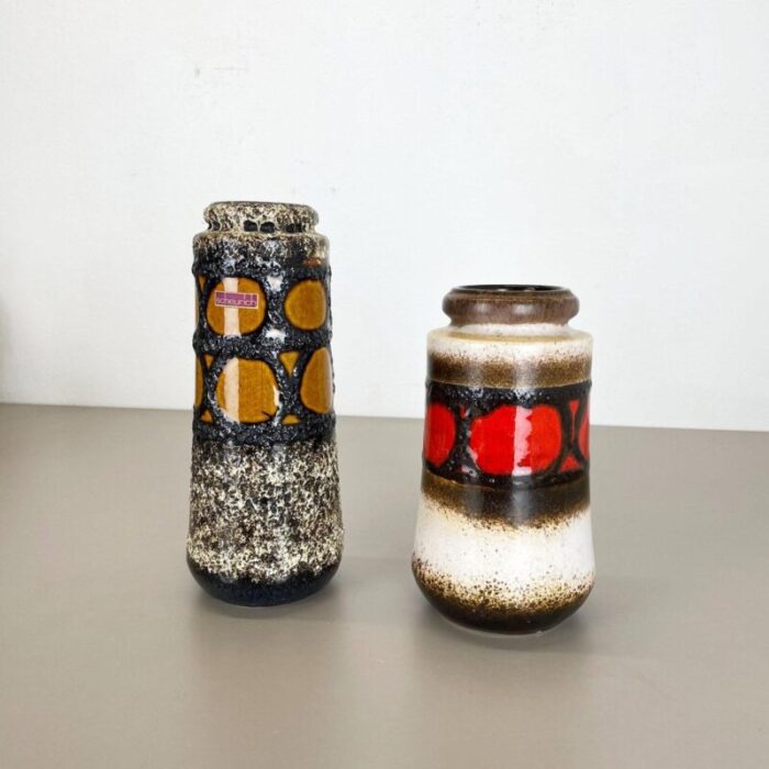 german pottery fat lava vases from scheurich 1970s set of 2 3