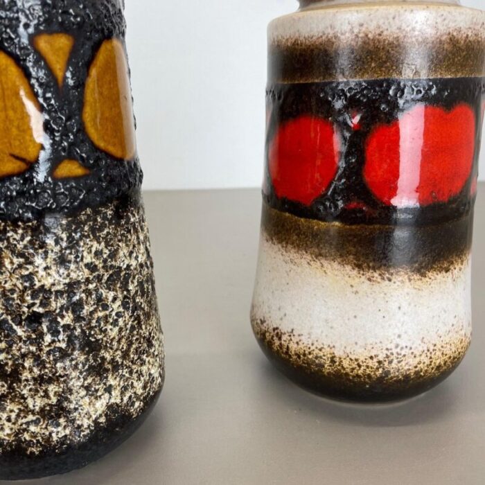 german pottery fat lava vases from scheurich 1970s set of 2 8