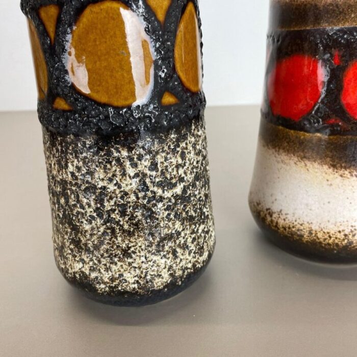 german pottery fat lava vases from scheurich 1970s set of 2 9