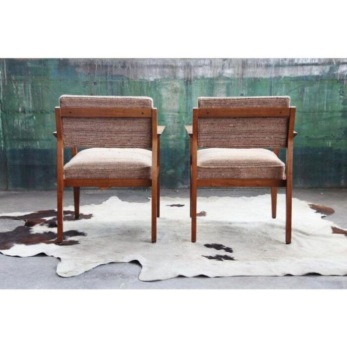 giacomo buzzitta mid century modern walnut lounge chairs by stow davis a pair 4588