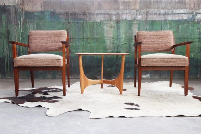 giacomo buzzitta mid century modern walnut lounge chairs by stow davis a pair 8586